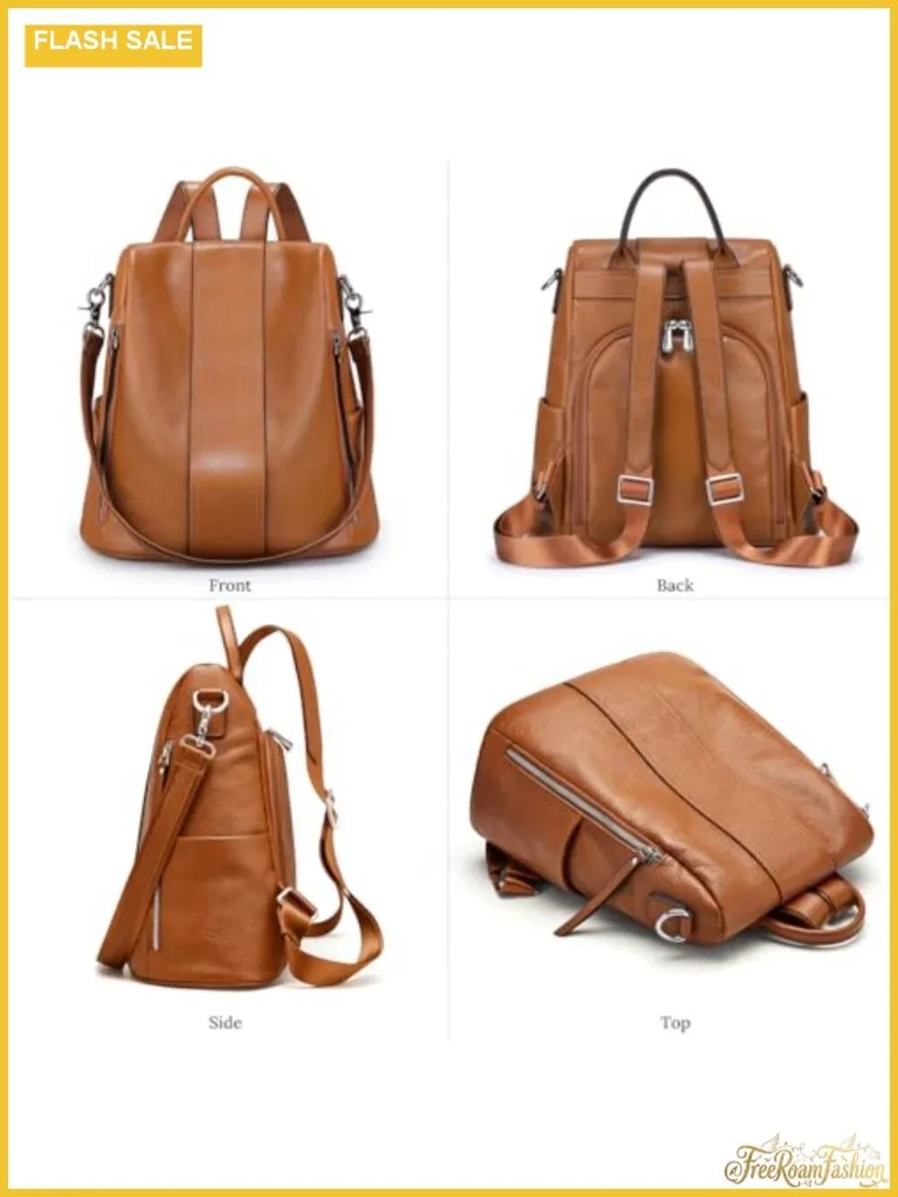 Genuine Leather Backpack Purse for Women Anti-Theft Rucksack with Tablet Pocket